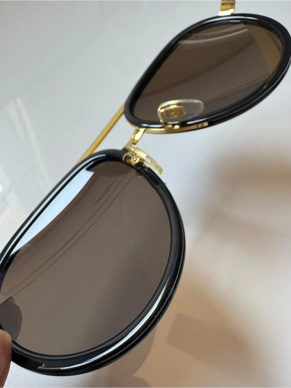 NEW Gucci GG0982S Aviator Sunglasses, Black with Gold Accents